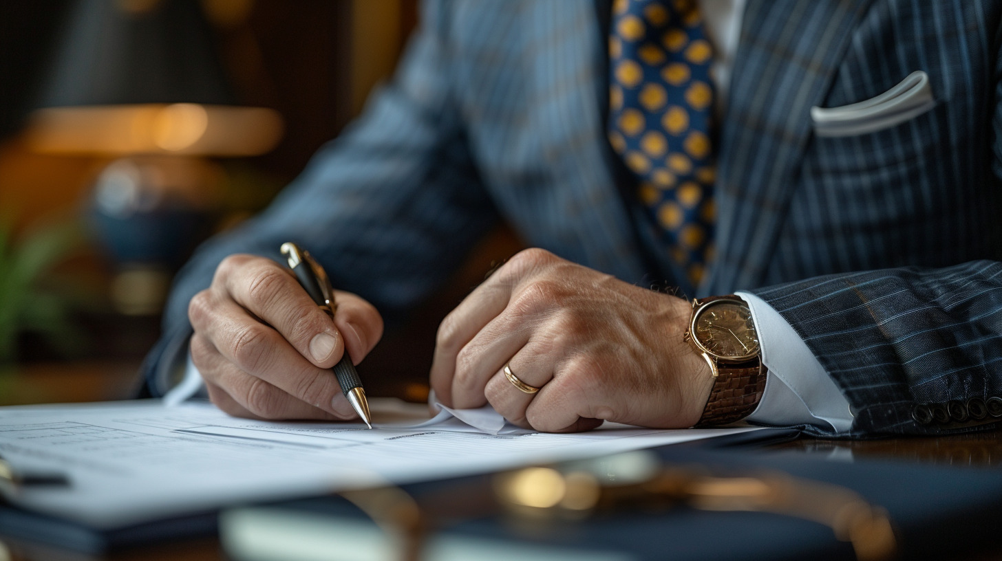 Businessman filling out forms